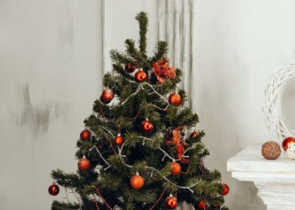 cute tree with red decor on